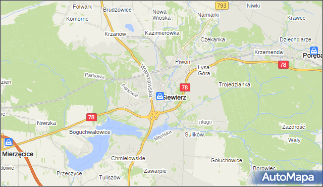 mapa Siewierz, Siewierz na mapie Targeo