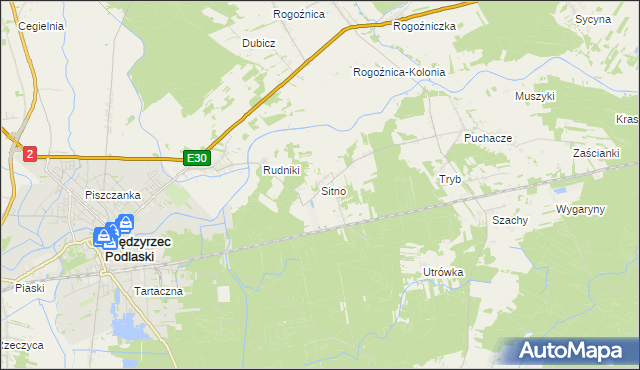 mapa Sitno gmina Międzyrzec Podlaski, Sitno gmina Międzyrzec Podlaski na mapie Targeo