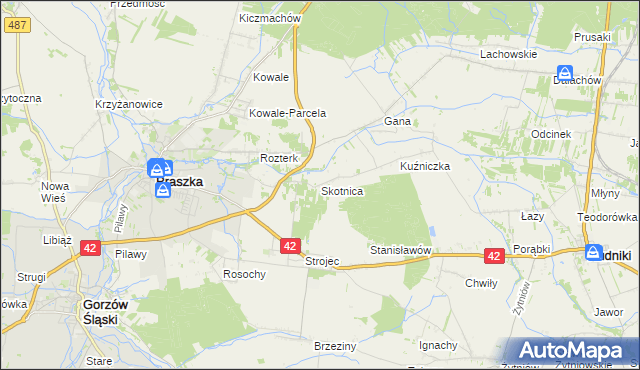 mapa Skotnica gmina Praszka, Skotnica gmina Praszka na mapie Targeo