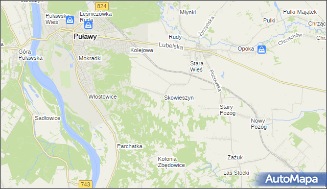 mapa Skowieszyn, Skowieszyn na mapie Targeo