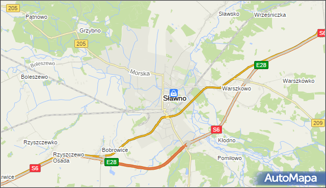 mapa Sławno, Sławno na mapie Targeo