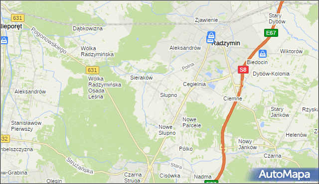 mapa Słupno gmina Radzymin, Słupno gmina Radzymin na mapie Targeo