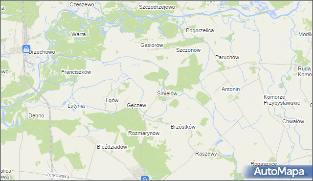 mapa Śmiełów, Śmiełów na mapie Targeo