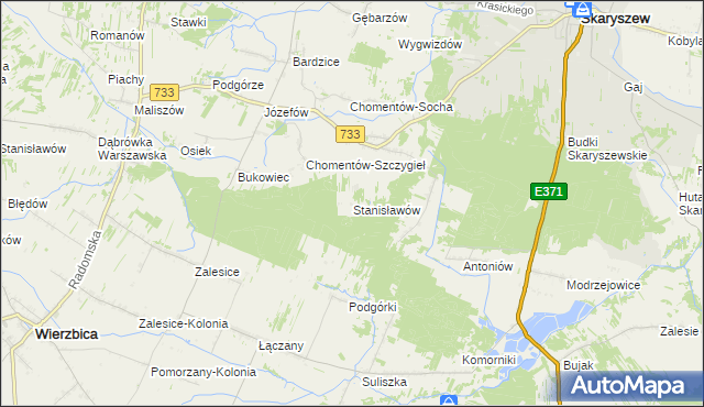 mapa Stanisławów gmina Skaryszew, Stanisławów gmina Skaryszew na mapie Targeo