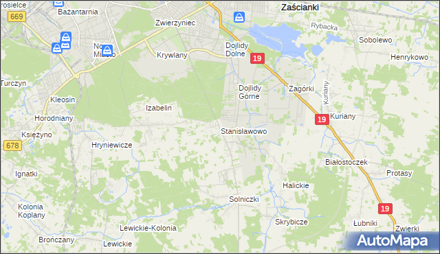 mapa Stanisławowo gmina Juchnowiec Kościelny, Stanisławowo gmina Juchnowiec Kościelny na mapie Targeo