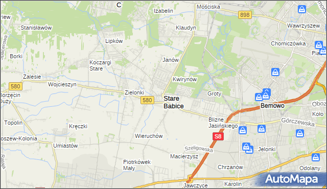 mapa Stare Babice, Stare Babice na mapie Targeo