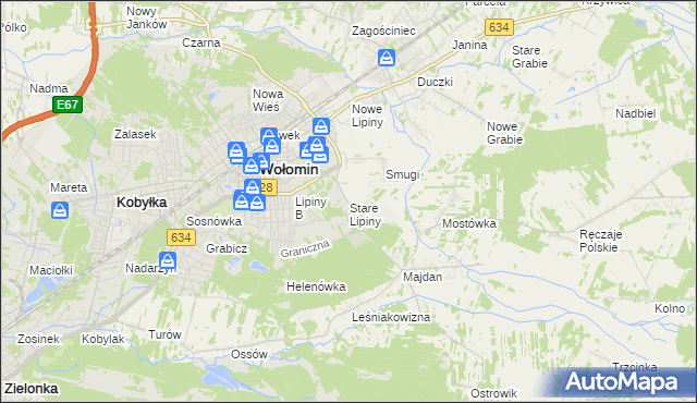 mapa Stare Lipiny, Stare Lipiny na mapie Targeo