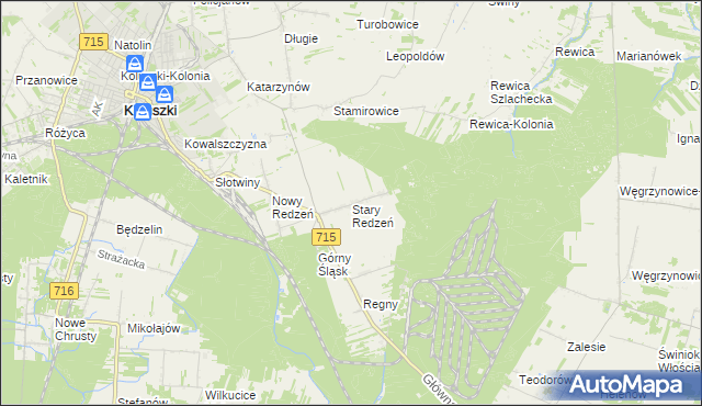 mapa Stary Redzeń, Stary Redzeń na mapie Targeo