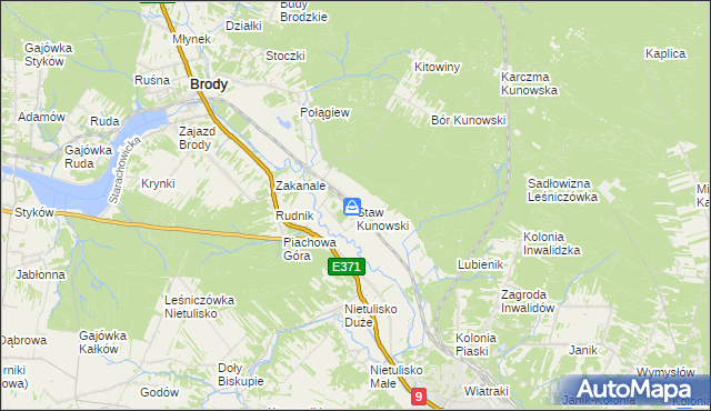 mapa Staw Kunowski, Staw Kunowski na mapie Targeo