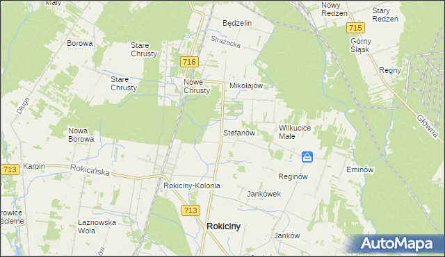 mapa Stefanów gmina Rokiciny, Stefanów gmina Rokiciny na mapie Targeo