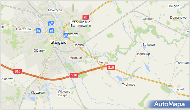 mapa Strachocin gmina Stargard, Strachocin gmina Stargard na mapie Targeo