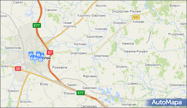 mapa Strachowo, Strachowo na mapie Targeo