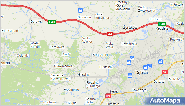 mapa Straszęcin, Straszęcin na mapie Targeo