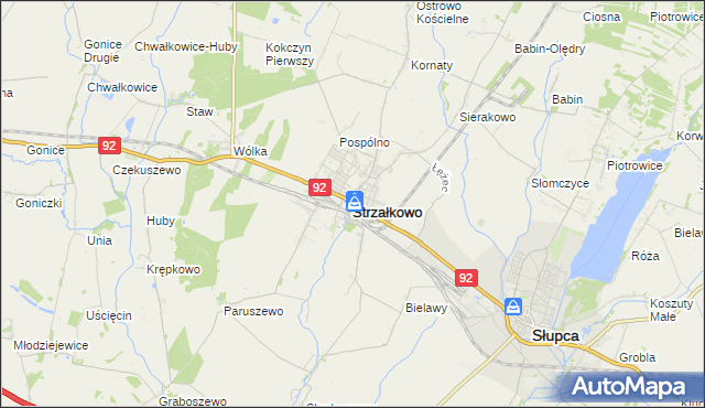 mapa Strzałkowo powiat słupecki, Strzałkowo powiat słupecki na mapie Targeo