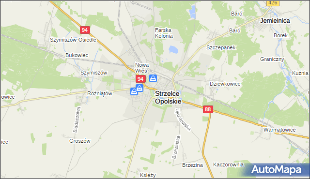 mapa Strzelce Opolskie, Strzelce Opolskie na mapie Targeo