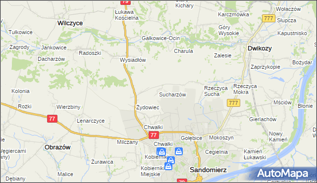 mapa Sucharzów, Sucharzów na mapie Targeo