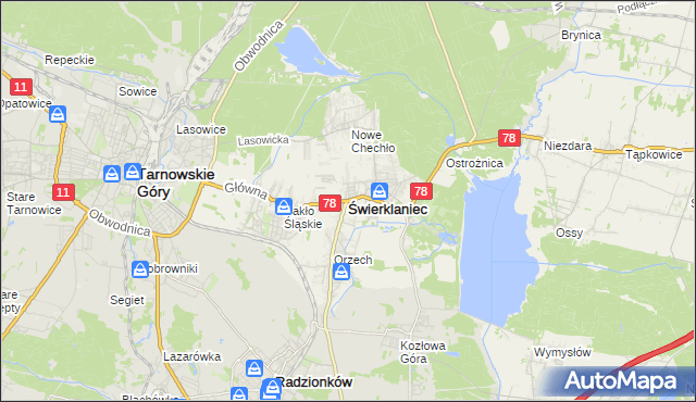 mapa Świerklaniec, Świerklaniec na mapie Targeo