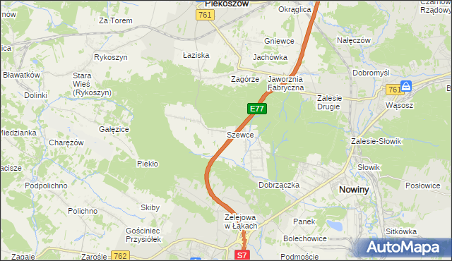 mapa Szewce gmina Sitkówka-Nowiny, Szewce gmina Sitkówka-Nowiny na mapie Targeo