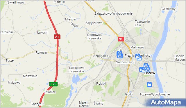 mapa Szpęgawa, Szpęgawa na mapie Targeo