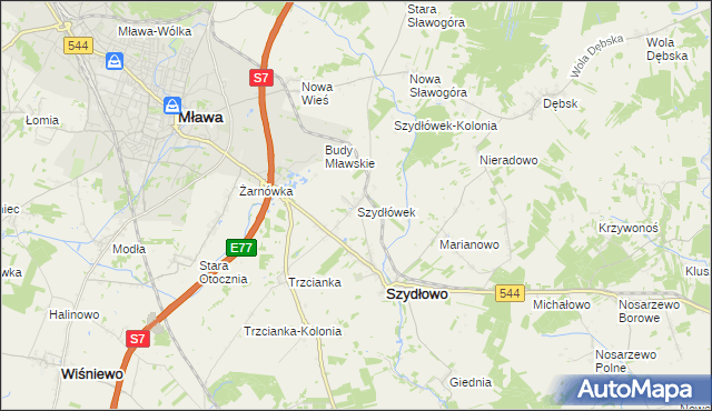 mapa Szydłówek gmina Szydłowo, Szydłówek gmina Szydłowo na mapie Targeo