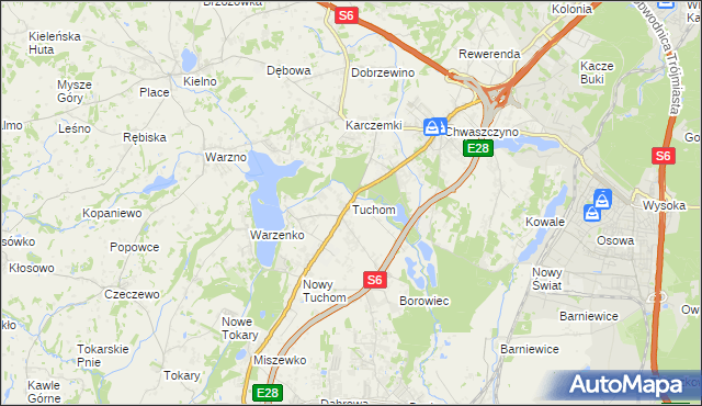 mapa Tuchom, Tuchom na mapie Targeo