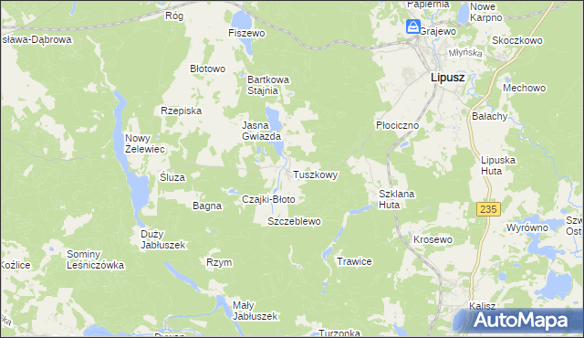 mapa Tuszkowy, Tuszkowy na mapie Targeo