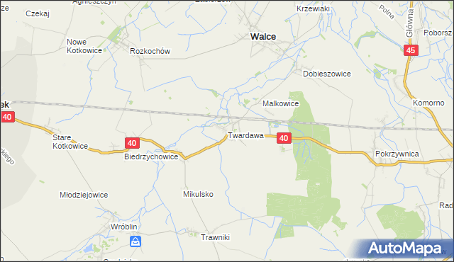 mapa Twardawa, Twardawa na mapie Targeo