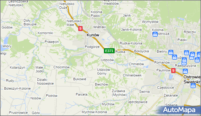 mapa Udziców, Udziców na mapie Targeo