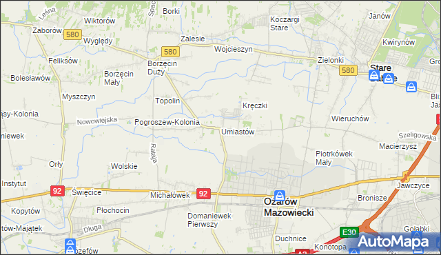 mapa Umiastów, Umiastów na mapie Targeo