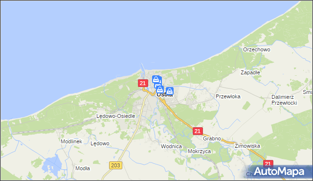 mapa Ustka, Ustka na mapie Targeo