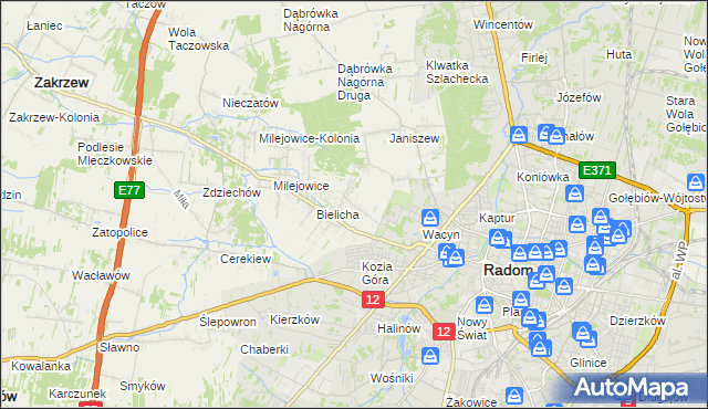 mapa Wacyn, Wacyn na mapie Targeo