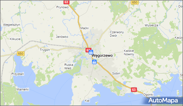 mapa Węgorzewo, Węgorzewo na mapie Targeo