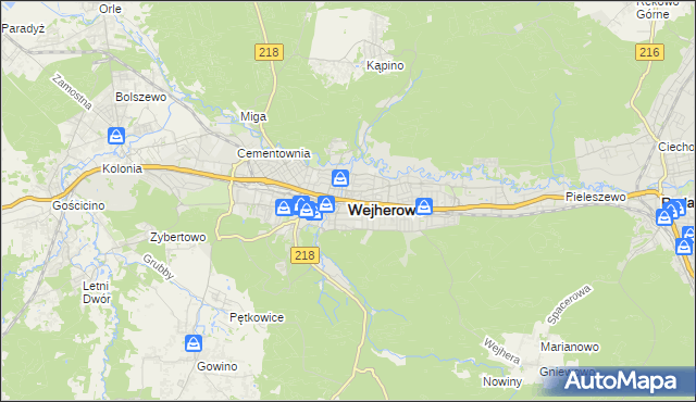 mapa Wejherowo, Wejherowo na mapie Targeo