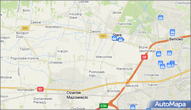 mapa Wieruchów, Wieruchów na mapie Targeo