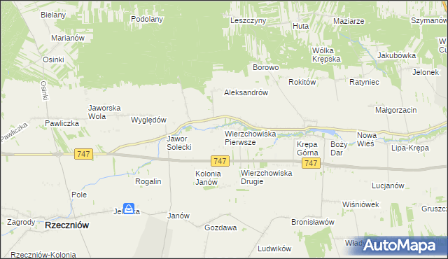 mapa Wierzchowiska Pierwsze gmina Sienno, Wierzchowiska Pierwsze gmina Sienno na mapie Targeo