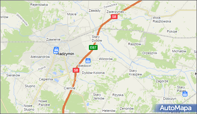 mapa Wiktorów gmina Radzymin, Wiktorów gmina Radzymin na mapie Targeo