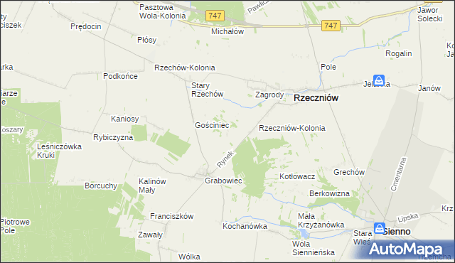 mapa Wincentów gmina Rzeczniów, Wincentów gmina Rzeczniów na mapie Targeo