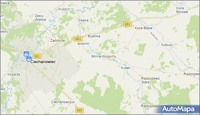 mapa Winna-Chroły, Winna-Chroły na mapie Targeo