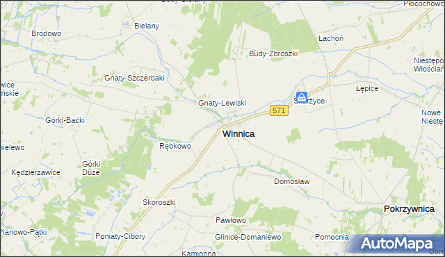 mapa Winnica powiat pułtuski, Winnica powiat pułtuski na mapie Targeo