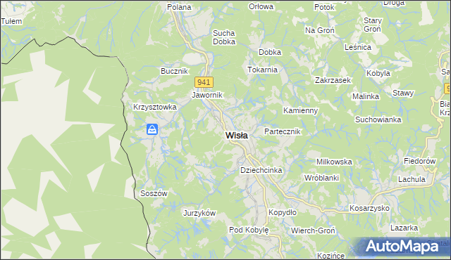 mapa Wisła, Wisła na mapie Targeo