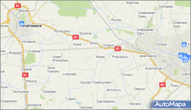 mapa Witów gmina Krośniewice, Witów gmina Krośniewice na mapie Targeo