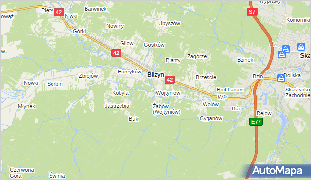 mapa Wojtyniów, Wojtyniów na mapie Targeo