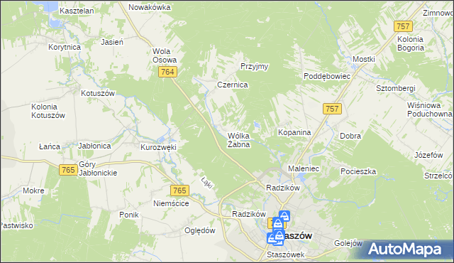 mapa Wólka Żabna, Wólka Żabna na mapie Targeo