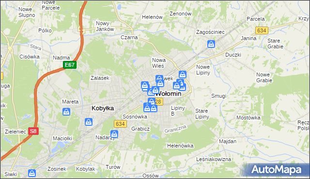 mapa Wołomin, Wołomin na mapie Targeo