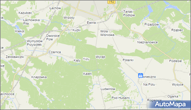 mapa Wyrąb gmina Włoszczowa, Wyrąb gmina Włoszczowa na mapie Targeo