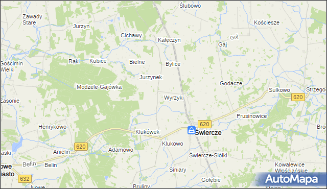 mapa Wyrzyki gmina Świercze, Wyrzyki gmina Świercze na mapie Targeo