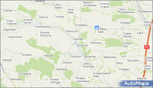 mapa Wysocice, Wysocice na mapie Targeo