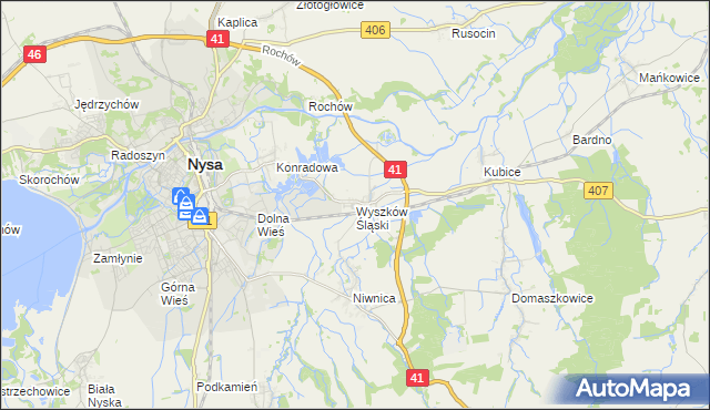 mapa Wyszków Śląski, Wyszków Śląski na mapie Targeo