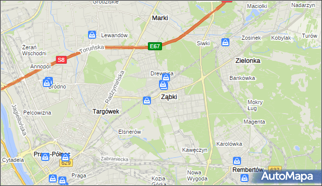 mapa Ząbki powiat wołomiński, Ząbki powiat wołomiński na mapie Targeo