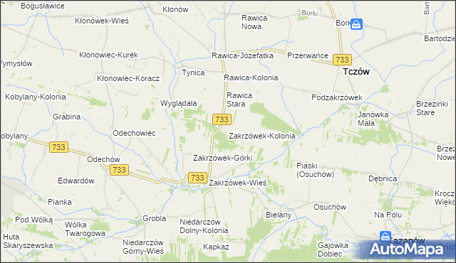 mapa Zakrzówek-Kolonia, Zakrzówek-Kolonia na mapie Targeo